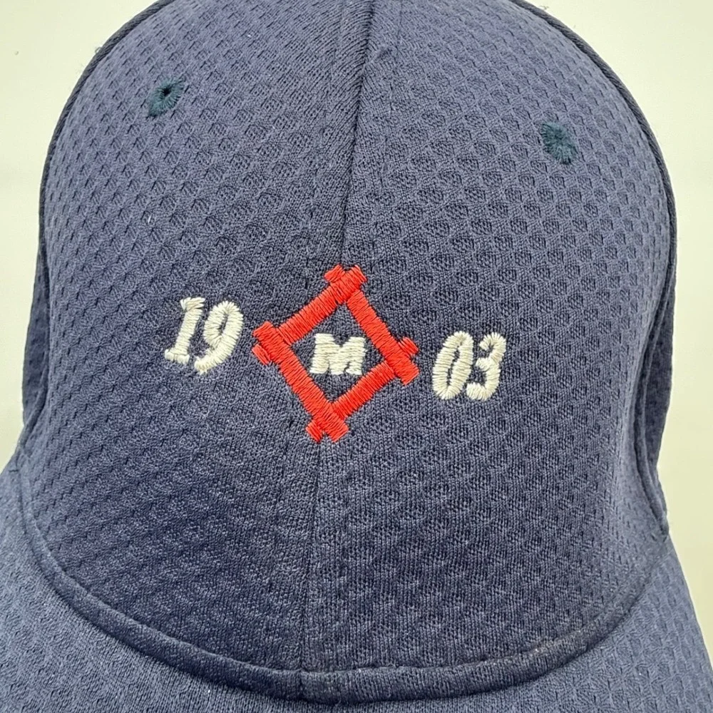Cap America Golf Navy Blue Mesh Stretch Fit Hat Embroidered 19 M 03 Logo L XL